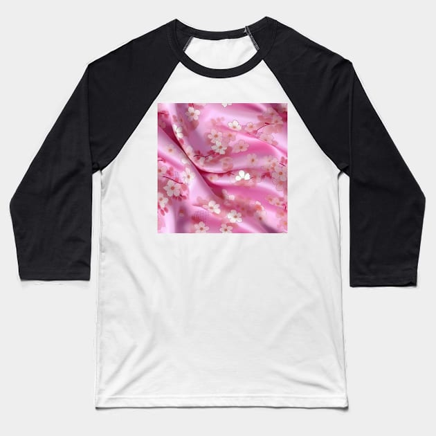 Cherry Blossom Silk: A Soft and Elegant Fabric Pattern for Fashion and Home Decor #3 Baseball T-Shirt by AntielARt